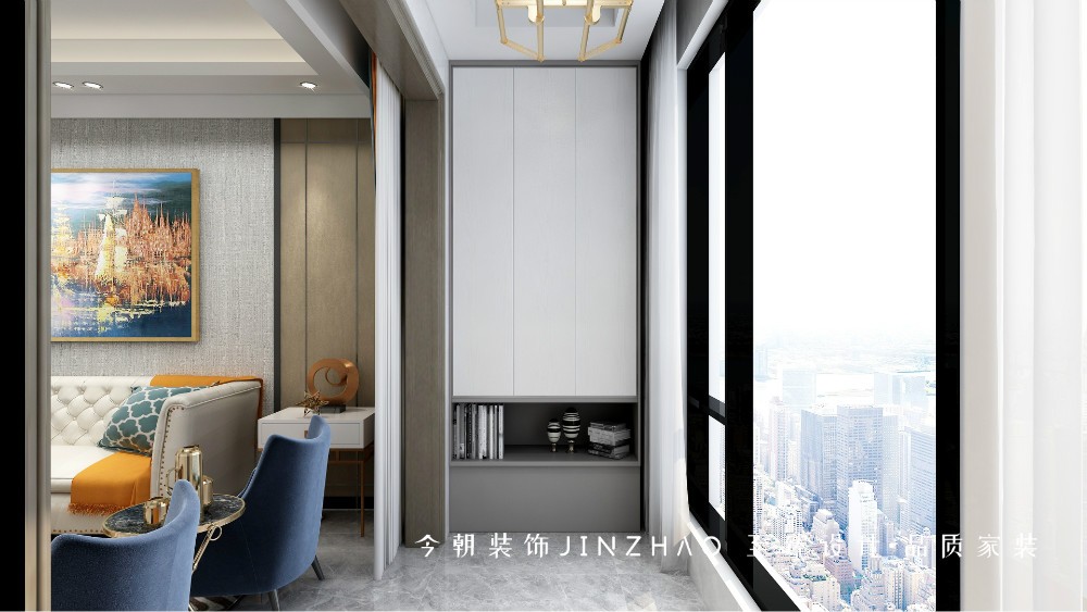 融創(chuàng)中心現(xiàn)代簡約風(fēng)格陽臺(tái)裝修效果圖