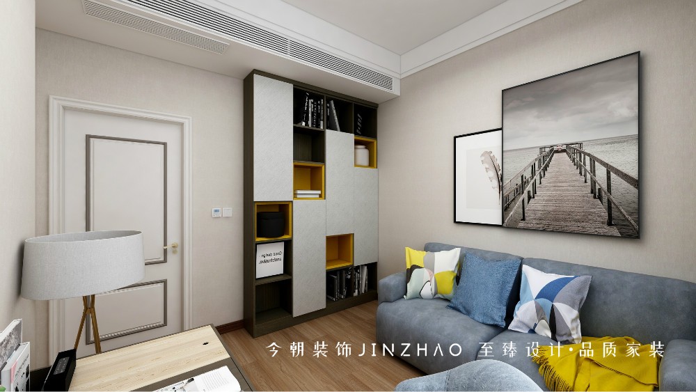 融創(chuàng)中心現(xiàn)代簡(jiǎn)約風(fēng)格書(shū)房裝修效果圖